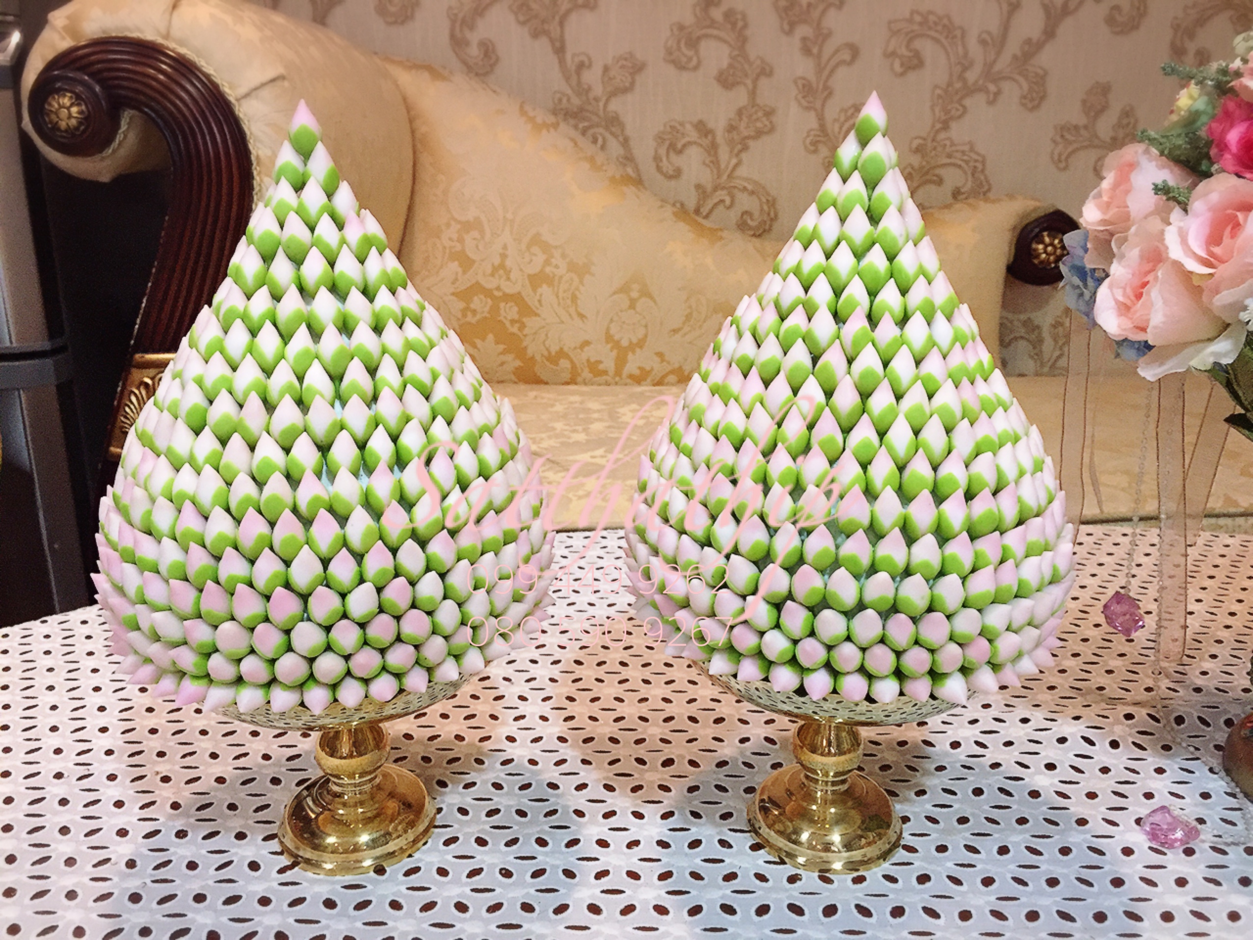 พานพุ่มดอกบัวประดิษฐ์ [7 นิ้ว 5,000 บาท/คู่]