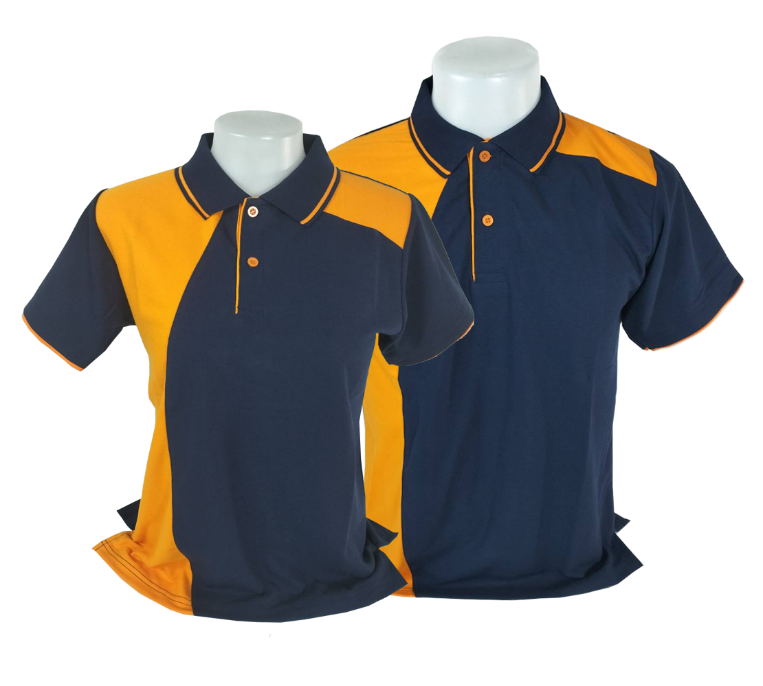 เสื้อโปโลสีน้ำเงินกรมท่า ส้มเปรี้ยว