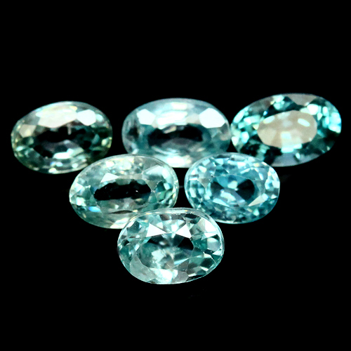 เพทายสีฟ้าทะเล (Zircon) 6.40 กะรัต 9 ชิ้น
