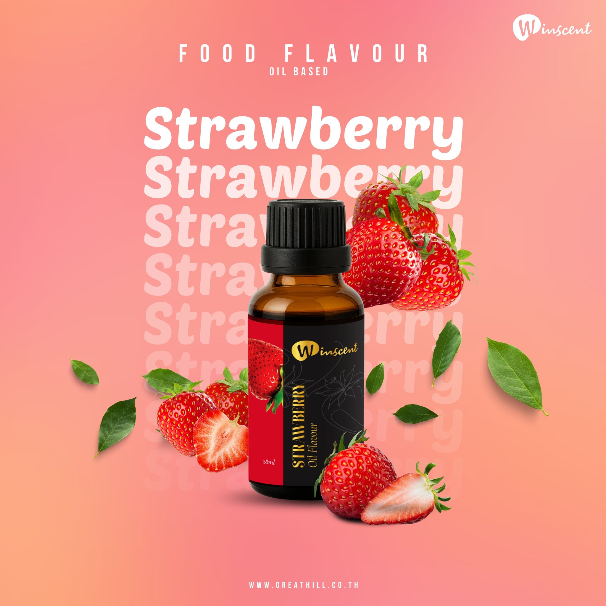 Winscent Oil-based Flavor- Strawberry Flavor กลิ่นชนิดน้ำมัน กลิ่นสตรอเบอรี่ 28 ml. (06-8523)