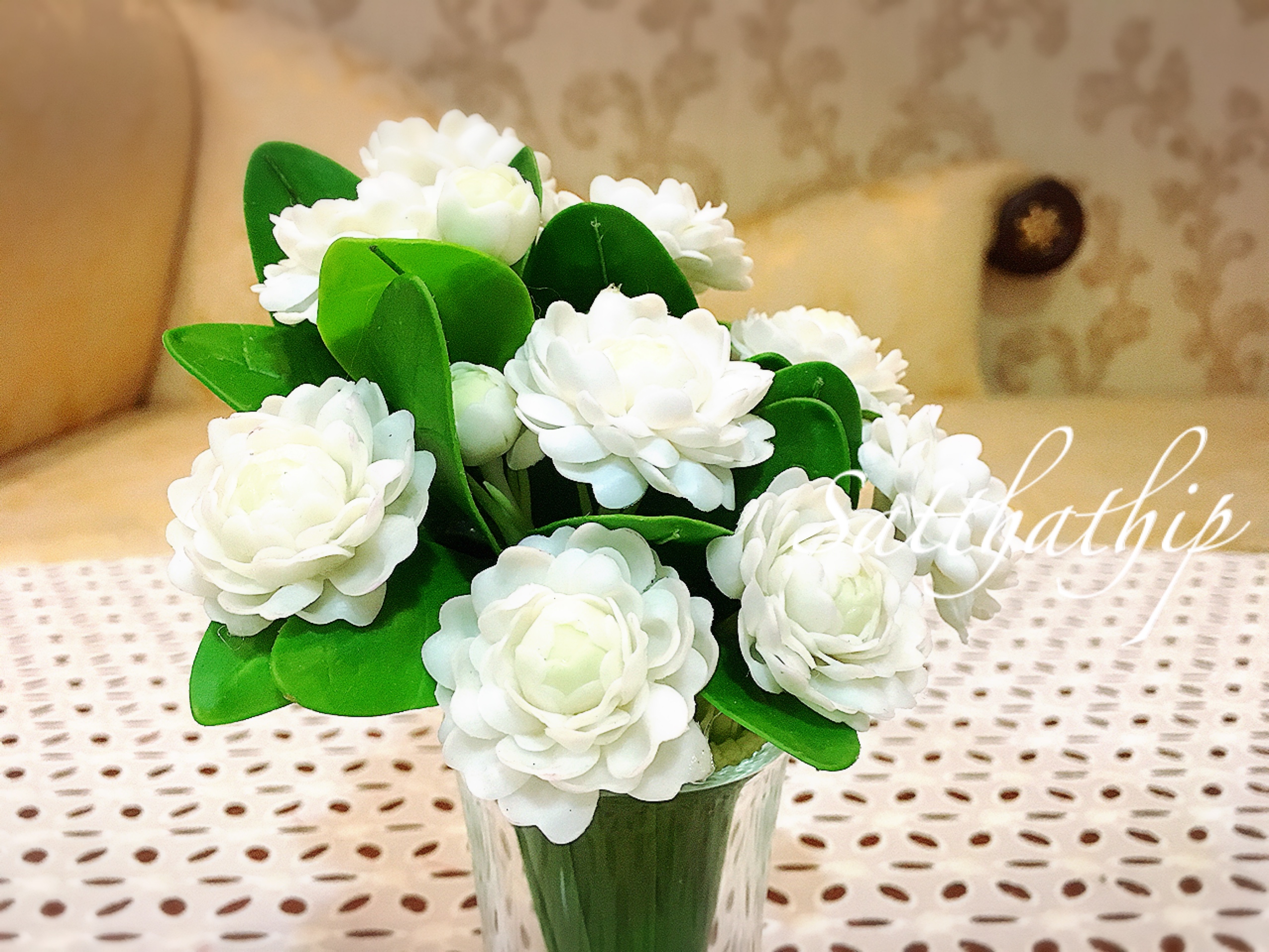 กรวยดอกมะลิ ประดิษฐ์จากดิน - ดอกมะลิ - ดอกมะลิ ประดิษฐ์ - ของขวัญวันแม่ - Jasmine flower