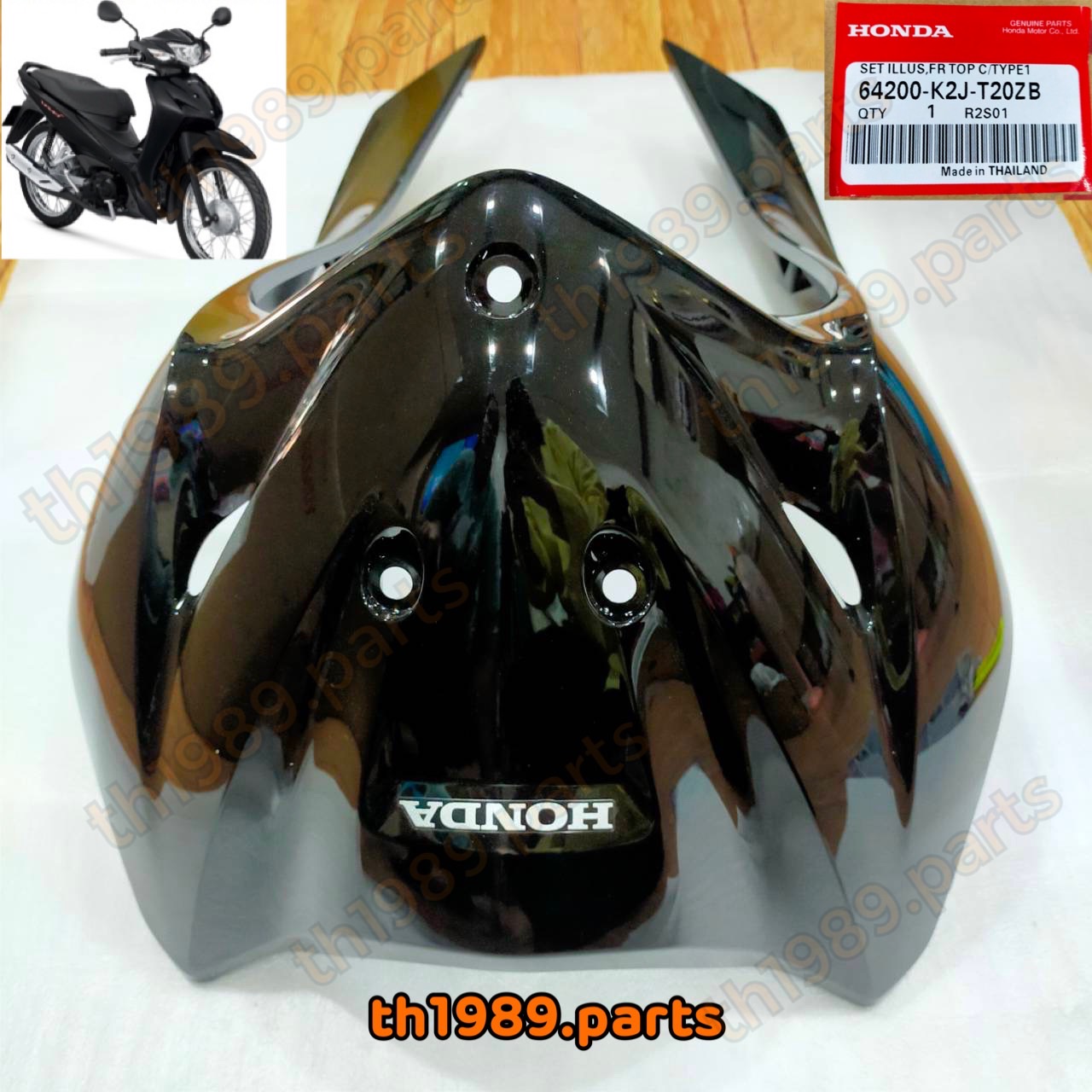 64200-K2J-T20ZB ชุดฝาครอบด้านหน้า WAVE110i 2021-2022 รถสีดำ อะไหล่แท้ HONDA