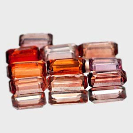 เพทายสีน้ำตาลชมพู 4.79 กะรัต 10 ชิ้นไม่เผา