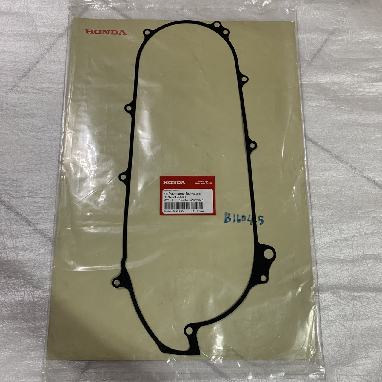 11395-KZR-600 ปะเก็นฝาครอบเครื่องด้านซ้าย CLICK125i 2012-2014 , PCX150 2012 อะไหล่แท้ HONDA