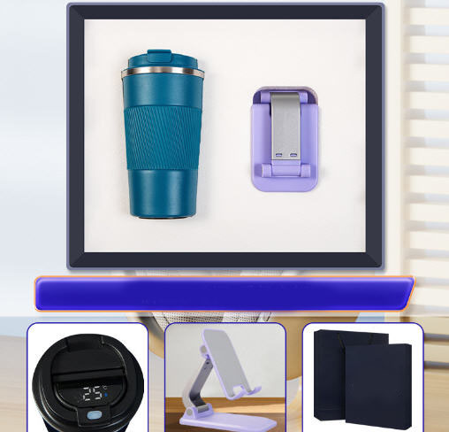 ชุดของขวัญปีใหม่,แก้วน้ำ+แท่นวางมือถือ,สกรีนโลโก้