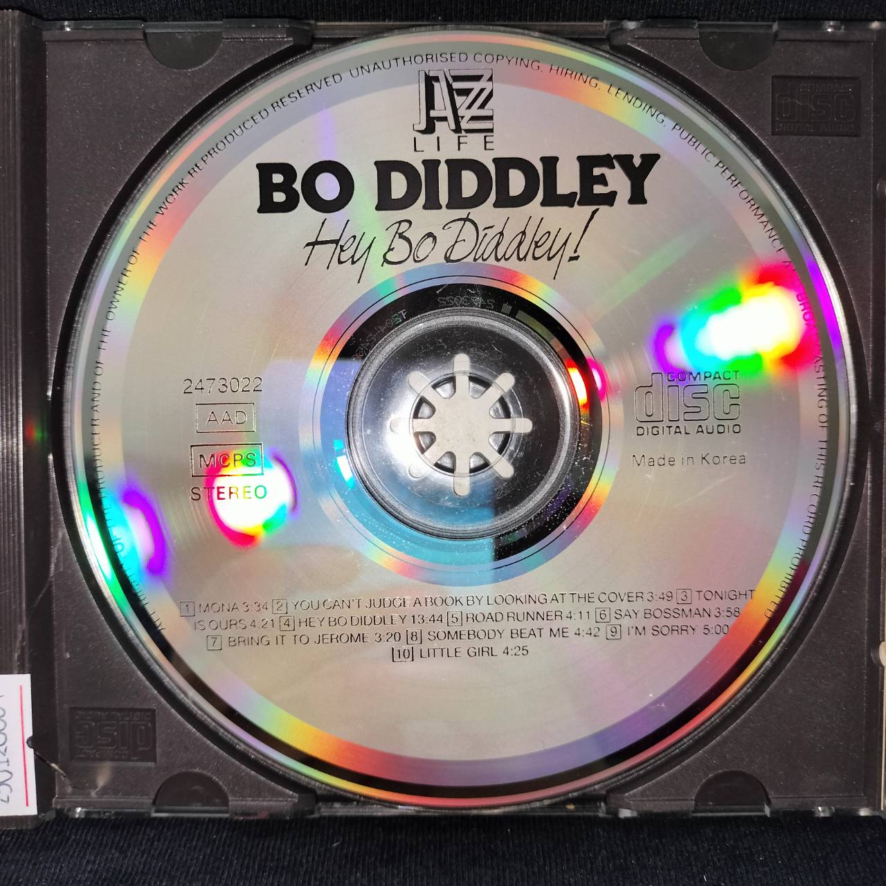 Bo Diddley – Hey Bo Diddley ! / KOREA / ฝากล่องหัก / ปกมีจุดเหลือง / แผ่นเป็นรอย