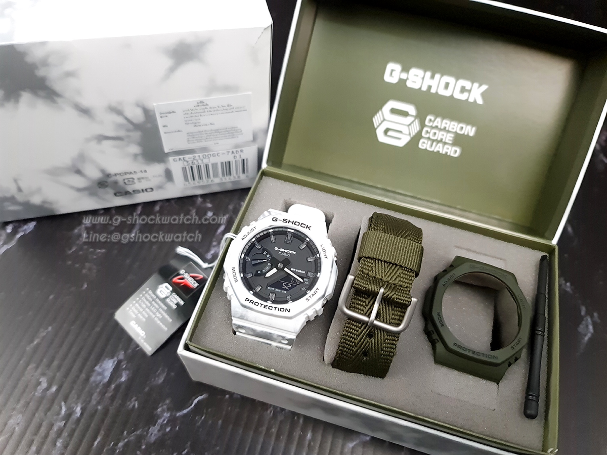 CASIO G-SHOCK นาฬิกาข้อมือ นาฬิกากันน้ำ นาฬิกาของแท้ ประกันศูนย์ CMG 1 ปี รุ่น GAE-2100GC-7A