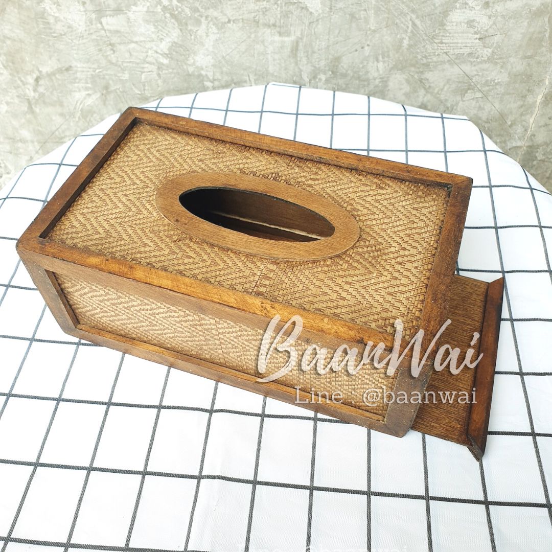 กล่องทิชชู กล่องทิชชูลายเสื่อไม้ไผ่