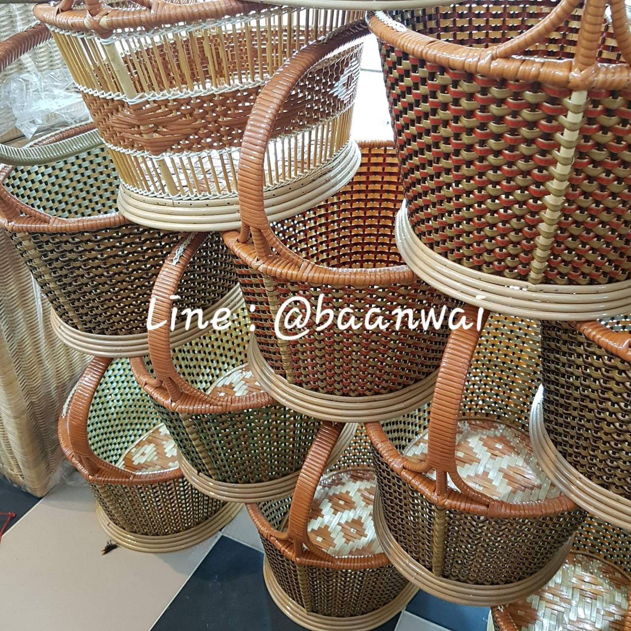 ตะกร้าทำบุญ ตะกร้าไปวัด ตะกร้าลายไทย