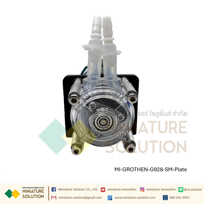 GROTHEN STEPPING Motor ปั๊มรีดพร้อมท่อซิลิโคน ปั๊มปุ๋ย ปั๊มสารเคมี เกรดอุตสาหกรรม Dosing Liquid Transfer (STEPPING)(Cover สีใส)(G928-SM-Plate)(6.5*9.6mm)