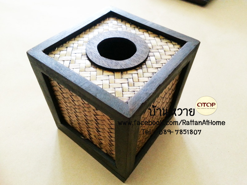 กล่องทิชชูไม้ไผ่สาน กล่องทิชชูไม้