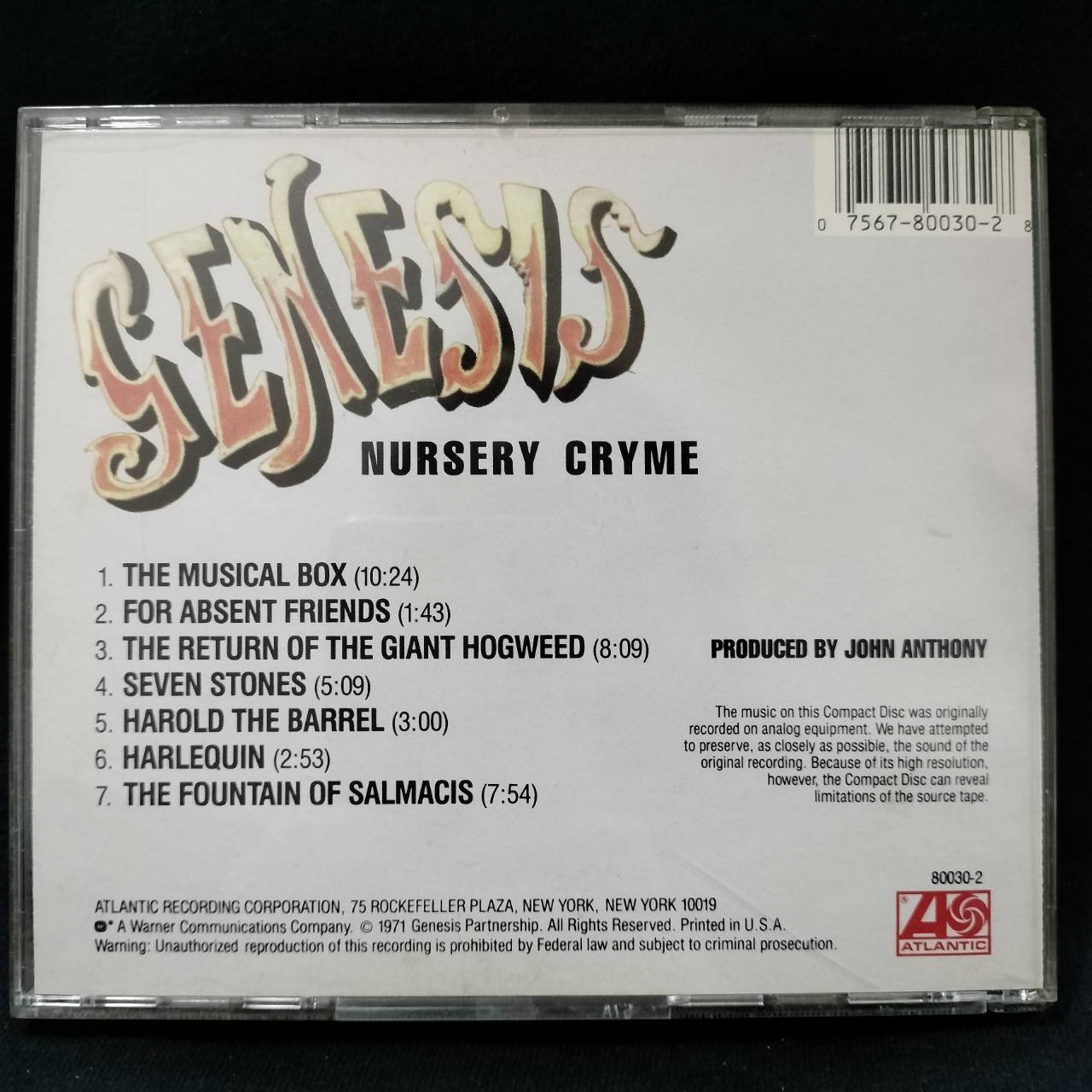 Genesis – Nursery Cryme / USA / ปกในมีคราบเก่าเก็บ / แผ่นดี