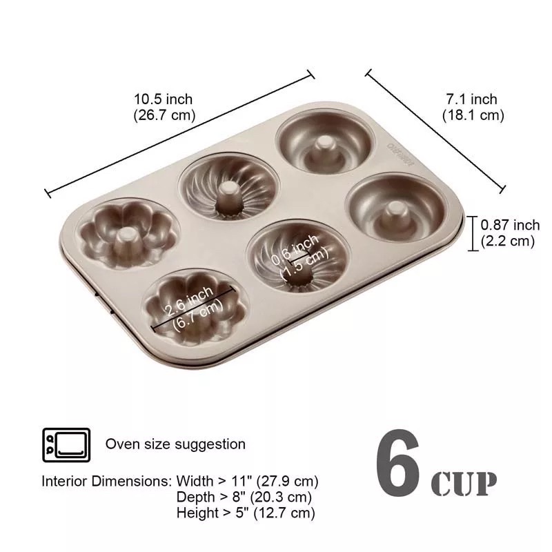 Chef Made WK 9226- 6 cup non stick Donut Pan พิมพ์โดนัท 6 ช่อง (11-8163)
