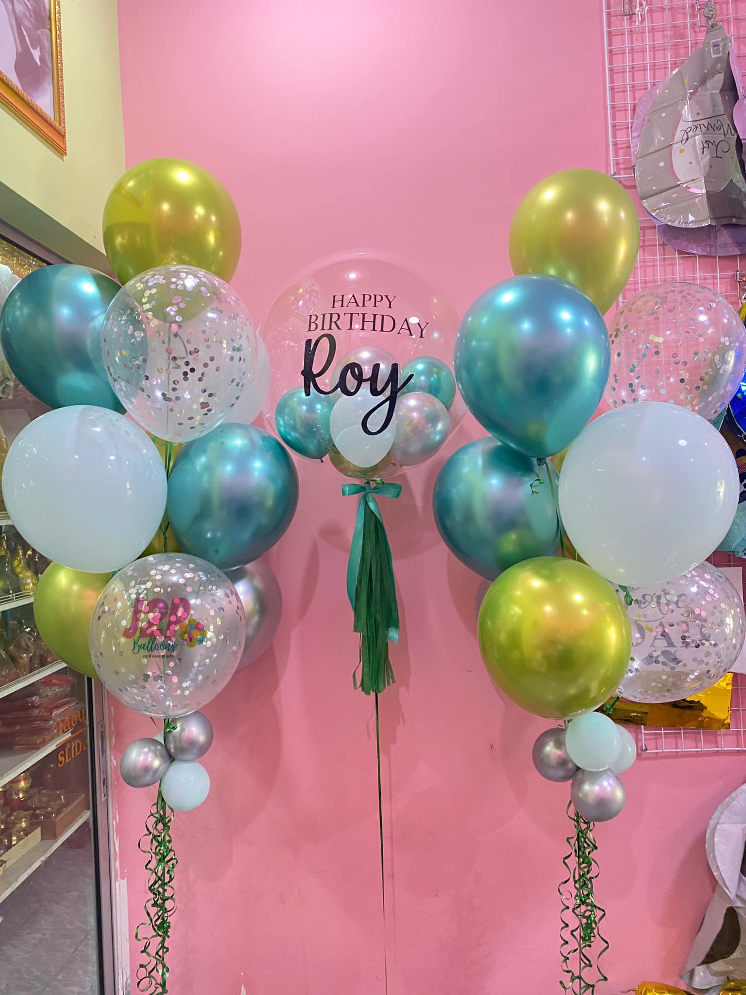 ลูกโป่งวันเกิดHappy birthday Green Metallic Balloons set (21pcs.)
