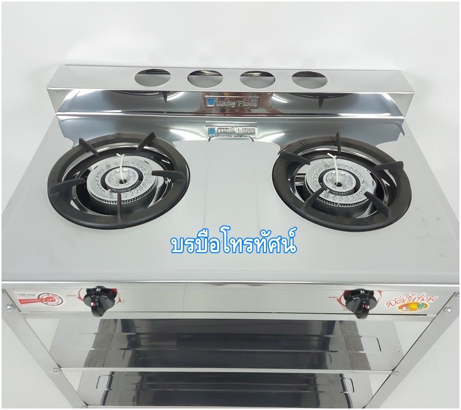 เตาแก๊สสแตนเลส ลักกี้เฟรมLucky Flame ชาละวัน หัวเตาเหล็กหล่อคู่