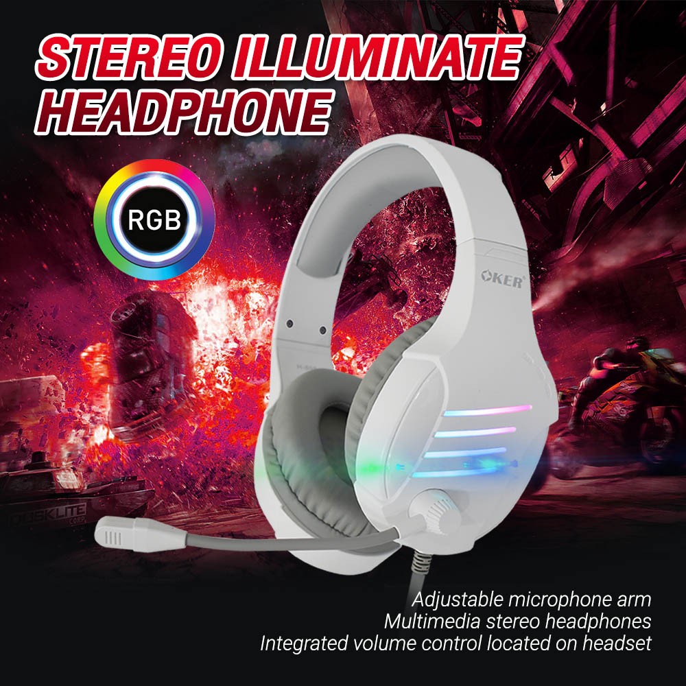 HEADSET (2.1) OKER H898 GAMING (WHITE)
