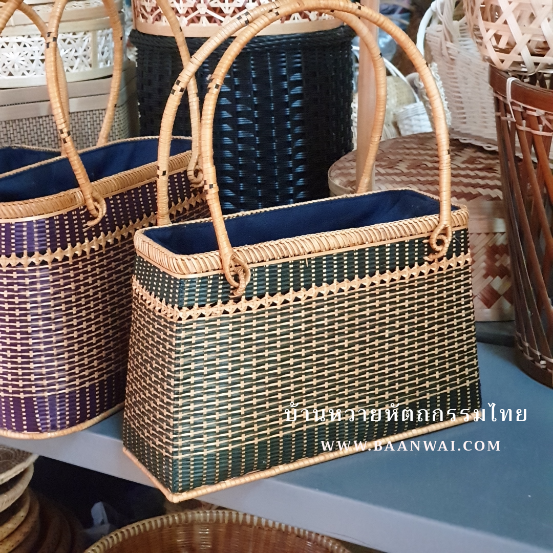 กระเป๋าไม้ไผ่ งานสานละเอียดมาก