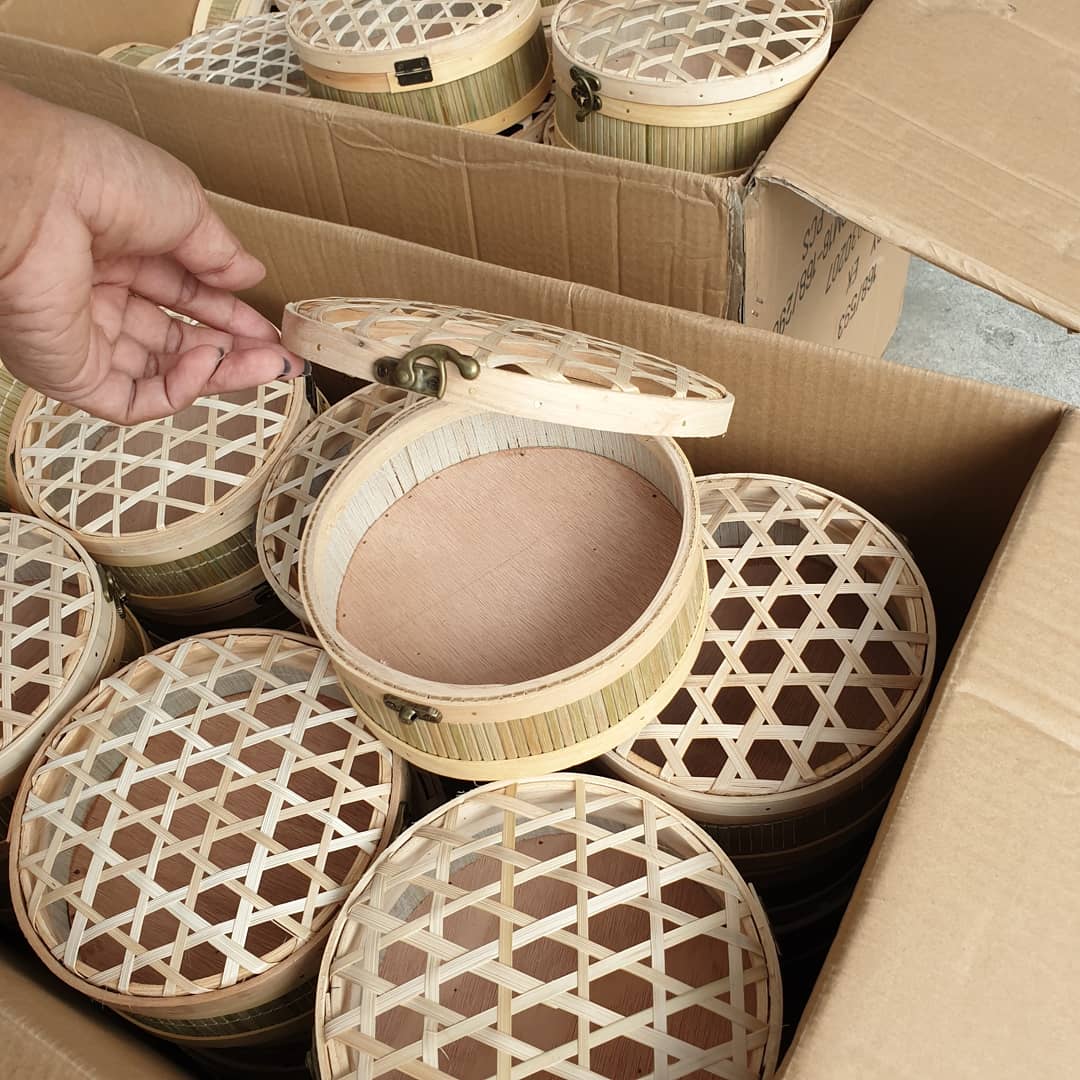 กล่องไผ่เงิน ทรงกลม 7 นิ้ว