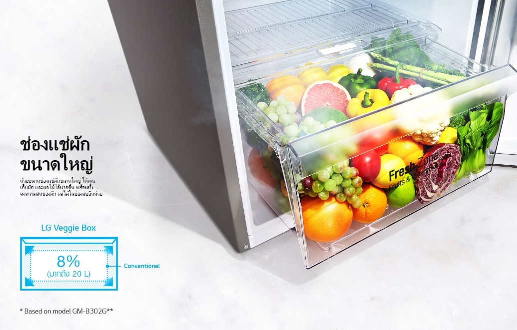 ตู้เย็น2ประตู LG ช่องแช่ผักขนาดใหญ่ INVERTER