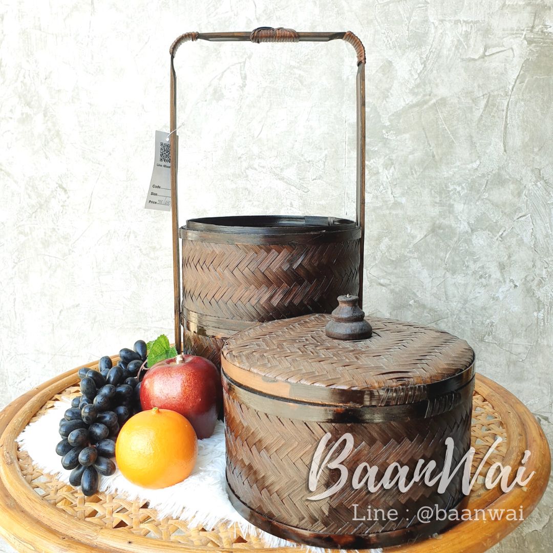 ปิ่นโตไม้ไผ่ ปิ่นโตโบราณ ขนาด 9 นิ้ว / ขนาด 8 นิ้ว