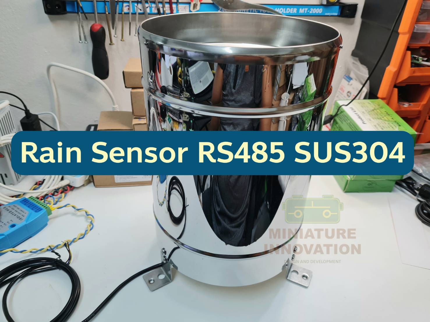 เซ็นเซอร์วัดปริมาณน้ำฝน RS485 Stainless Steel SUS304 Tipping Bucket Rain Gauge sensor output RS485 Rainfall RS485