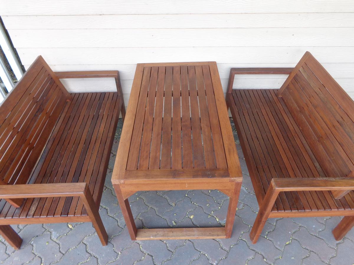 ชุดโต๊ะม้านั่งระแนง นั่งเล่นในสนามหญ้า "บางกอก"