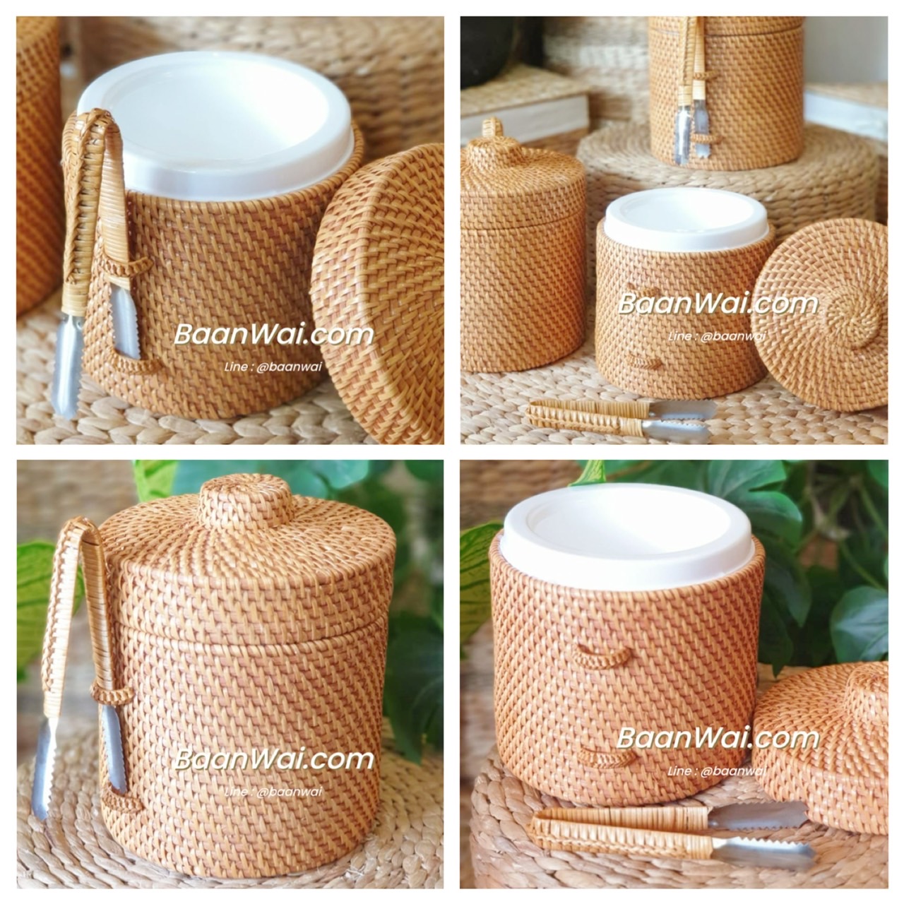 ICE BUCKET ถ้งน้ำแข็งหวาย ถึงเก็บน้ำแข็งหวาย ขนาด 20 x 20 cm