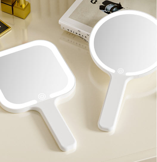 กระจกด้ามจับ,กระจกแต่งหน้า,กระจก,กระจกสกรีนโลโก้,ของแจก,กระจกพกพาไฟLED,กระจกLED