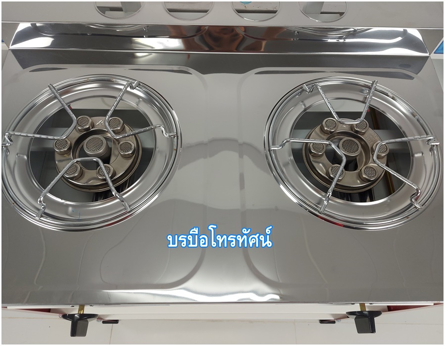เตาแก๊สตั้งพื้น เตาชั้นหัวคู่สแตนเลส สำหรับทำอาหารปรุงสุกต้ม ผัด แกง ทอด