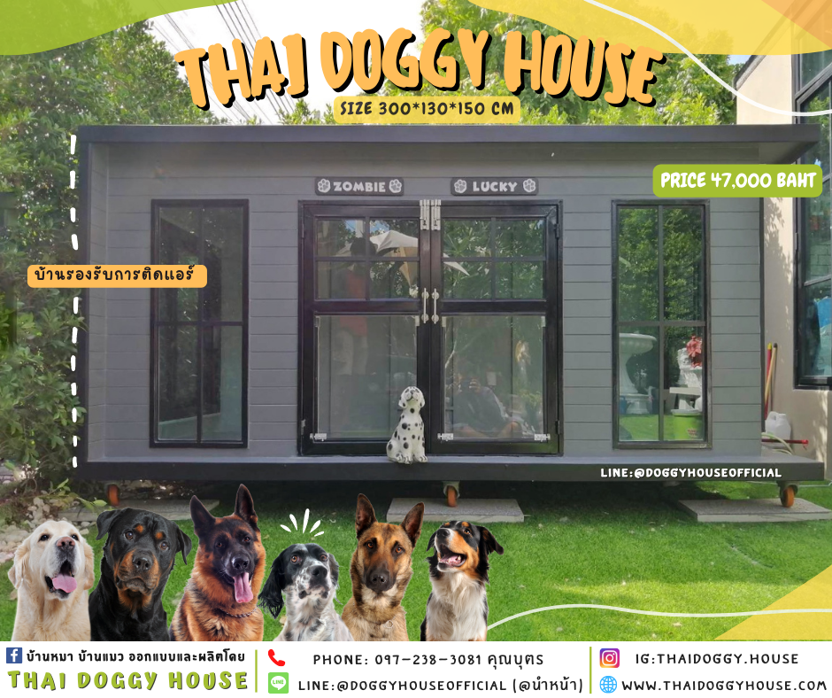 บ้านหมา รองรับการติดแอร์ แบบบ้าน 𝐁𝐨𝐱 𝐒𝐭𝐲𝐥𝐞