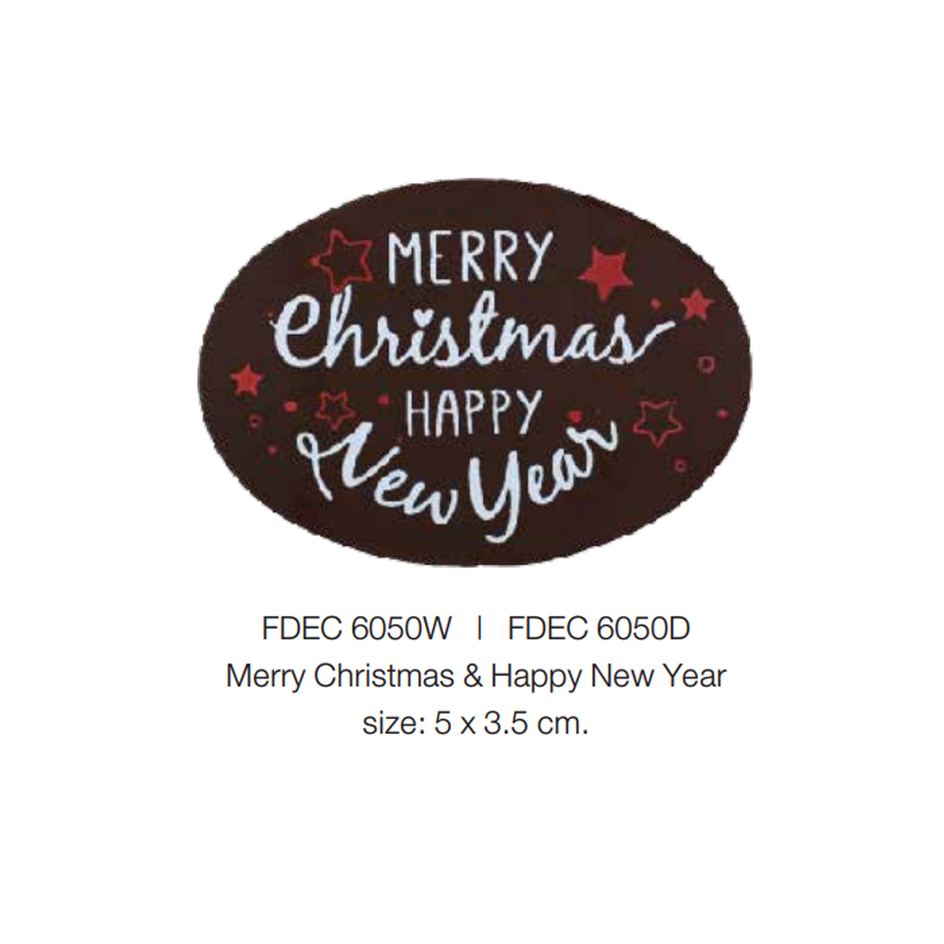 Decoration Chocolate ช็อคโกแลตตกแต่ง Merry Chrismas & Happy New Year FDEC 6050D 10 ชิ้น(05-8291-10)