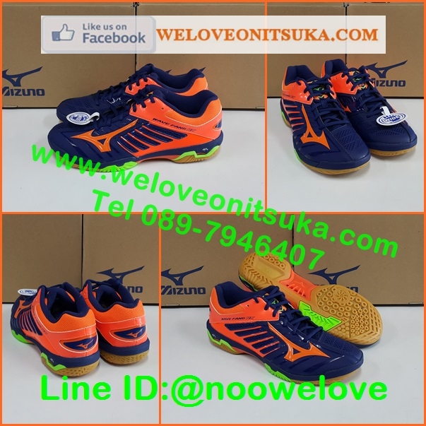 Mizuno Fang RX 2 สีกรมท่าตัดส้ม สุดยอดรองเท้าแบดมินตัน หน้าเท้ากว้าง 4E รุ่นใหม่ ยอดนิยม หรูหรา สีสวย นุ่มใส่สบายเท้า เบา น่าใช้ 71GA170554