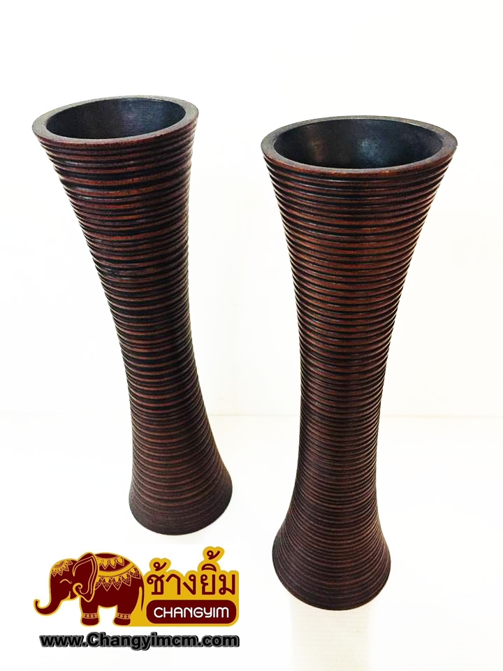 แจกันขูดข้างเล็ก สูง 14 นิ้ว ( ทรงเว้า )