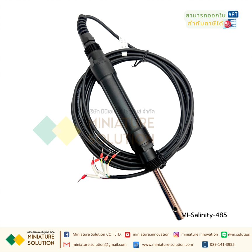 เซ็นเซอร์วัดค่าความเค็มในน้ำ Salinity Sensor electrode probe RS-485 MODBUS RTU Output Seawater salinity sensor : (485) + (4-20mA) dual output, 5% range 5m line