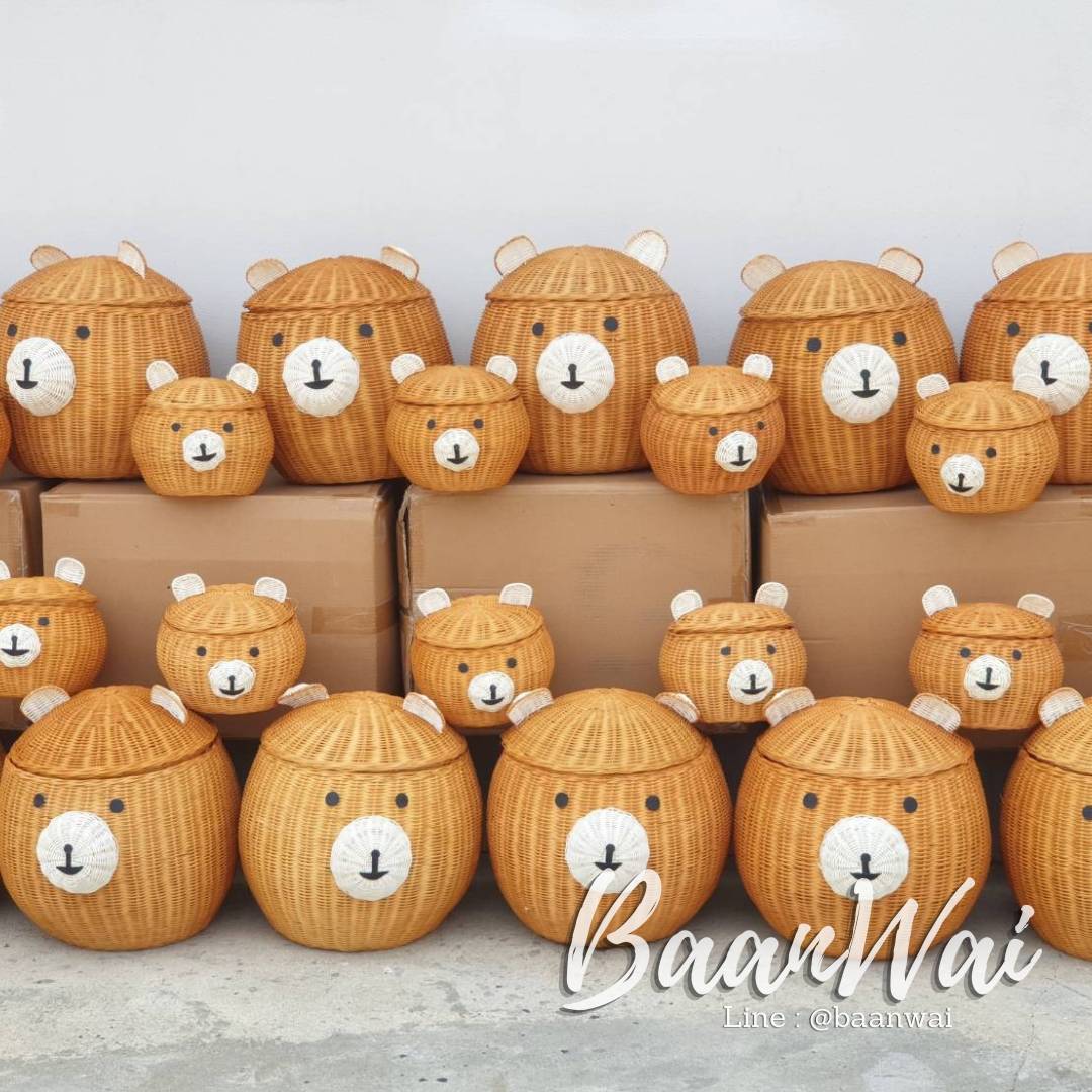 ตะกร้าหวาย เก็บของ รูปทรงหมี รุ่น แบร์ฮัก ตะกร้าหวายรูปทรงหมี