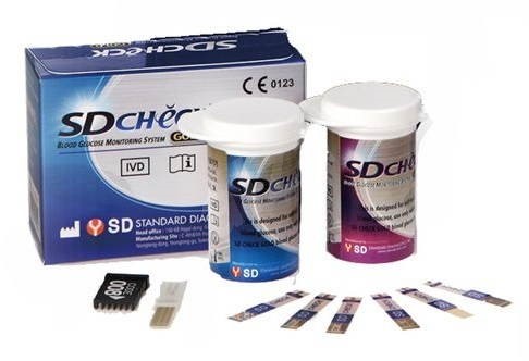 แถบตรวจน้ำตาลปลายนิ้ว ( SD Check Gold Strip 50 test )