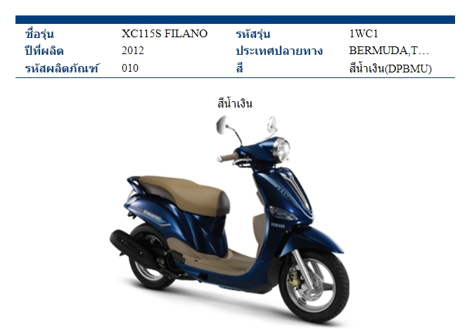 บังโคลนหน้าสีน้ำเงิน สำหรับรุ่น FILANO 2012 อะไหล่แท้ YAMAHA 1WC-F1511-00-P2