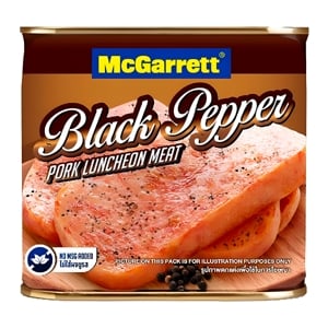 McGarrett Black Pepper Pork Luncheon Meat แม็คกาแรต เนื้อหมูบดปรุงรส พริกไทยดำ 340 g. (05-9045)
