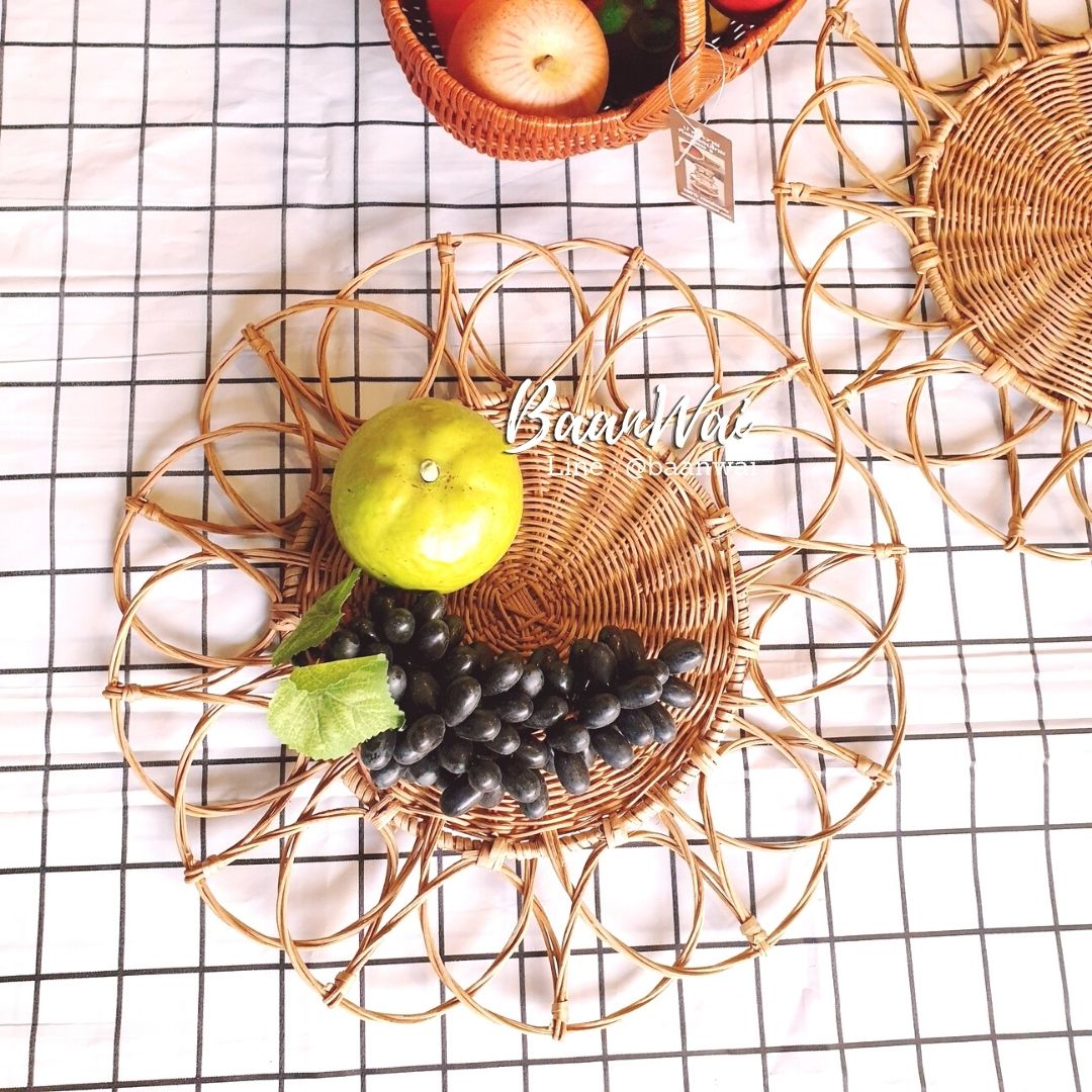 แผ่นรองจานหวาย แผ่นตกแต่งผนัง แผ่นรองหวาย ทรงกลม