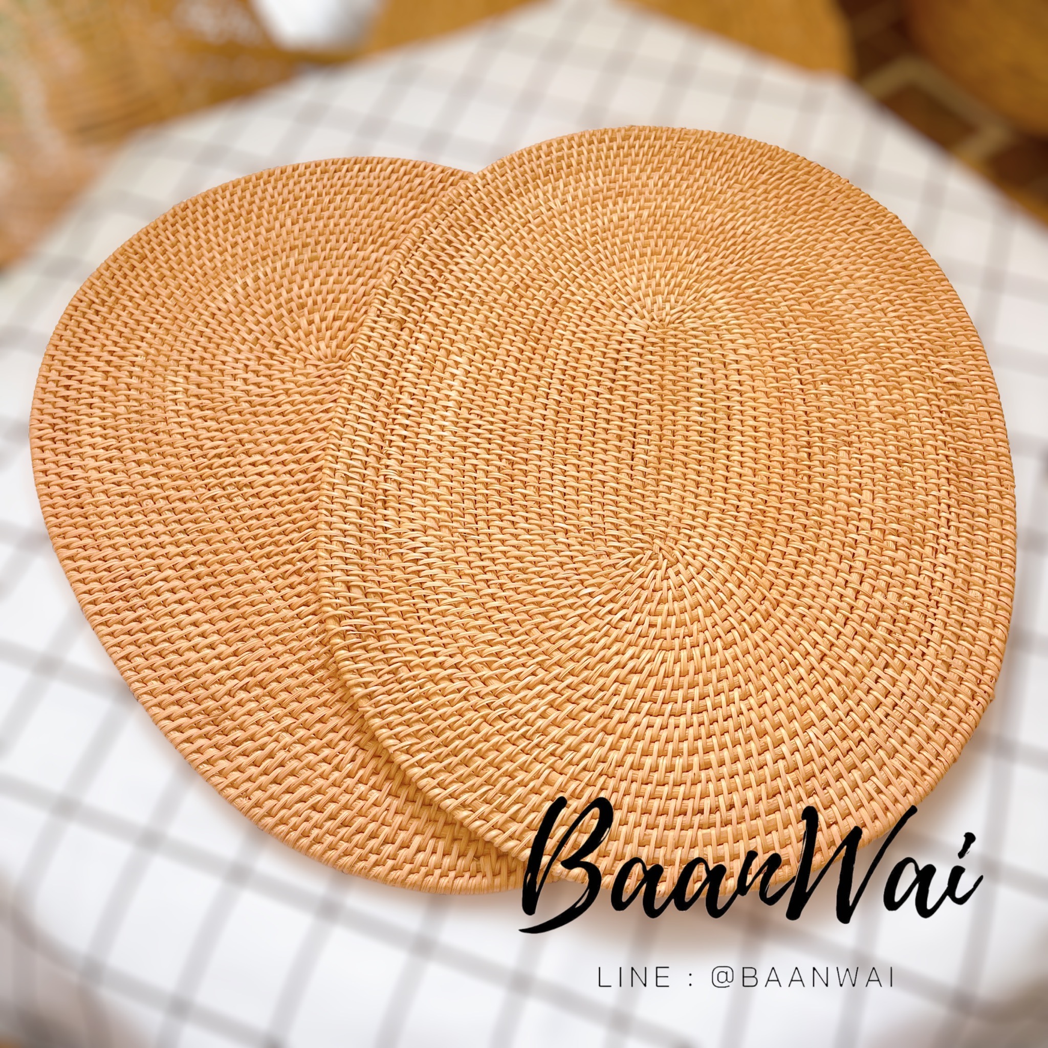 แผ่นรองจานหวายทรงรี ขนาด 30*40 cm