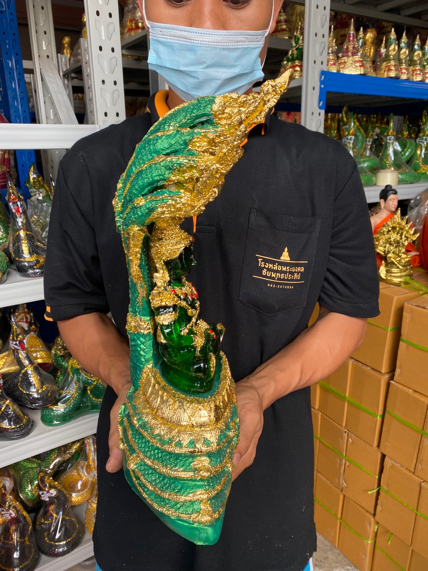 พระเเก้วนาคปรก มีสีประจำวัน สูง 14นิ้วครึ่ง กว้าง8 นิ้ว