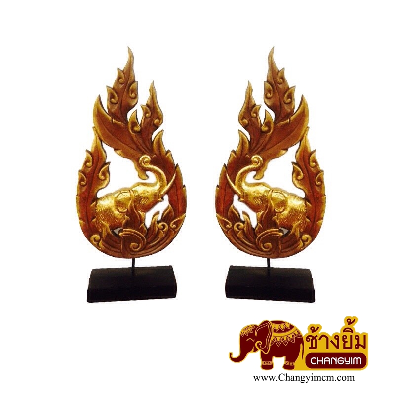 ช้างลายไทย สีน้ำตาล ( คู่ )