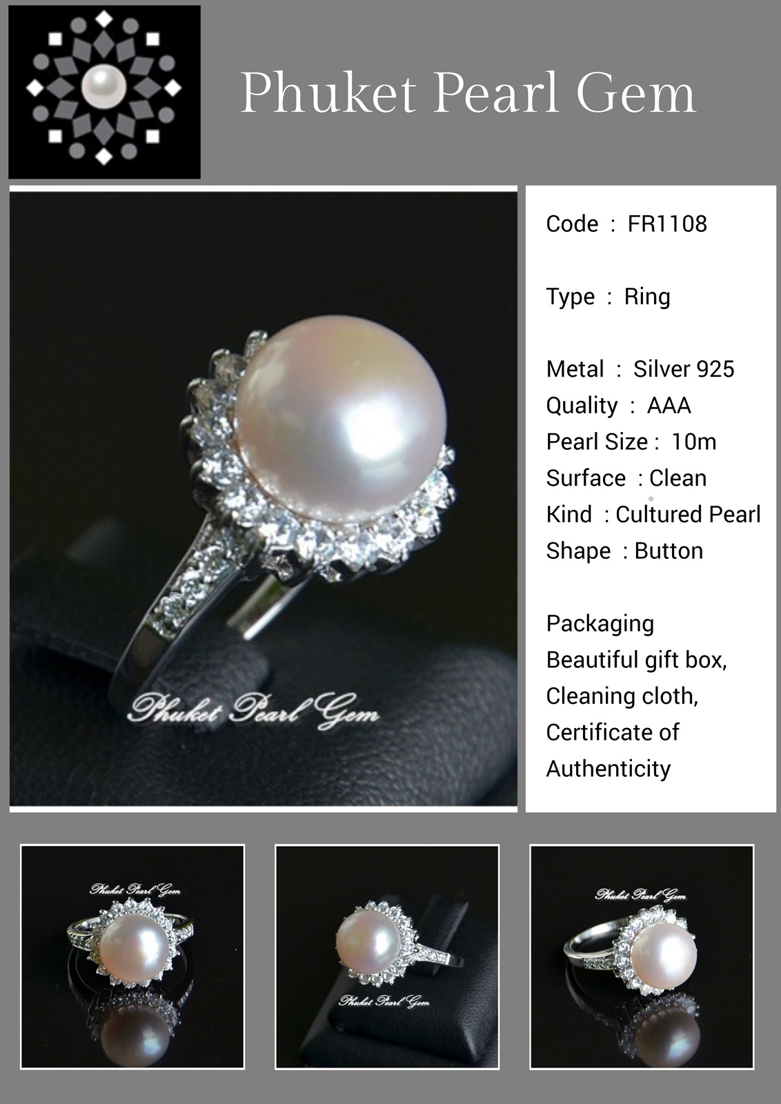 Elegance Silver Pearl Ring