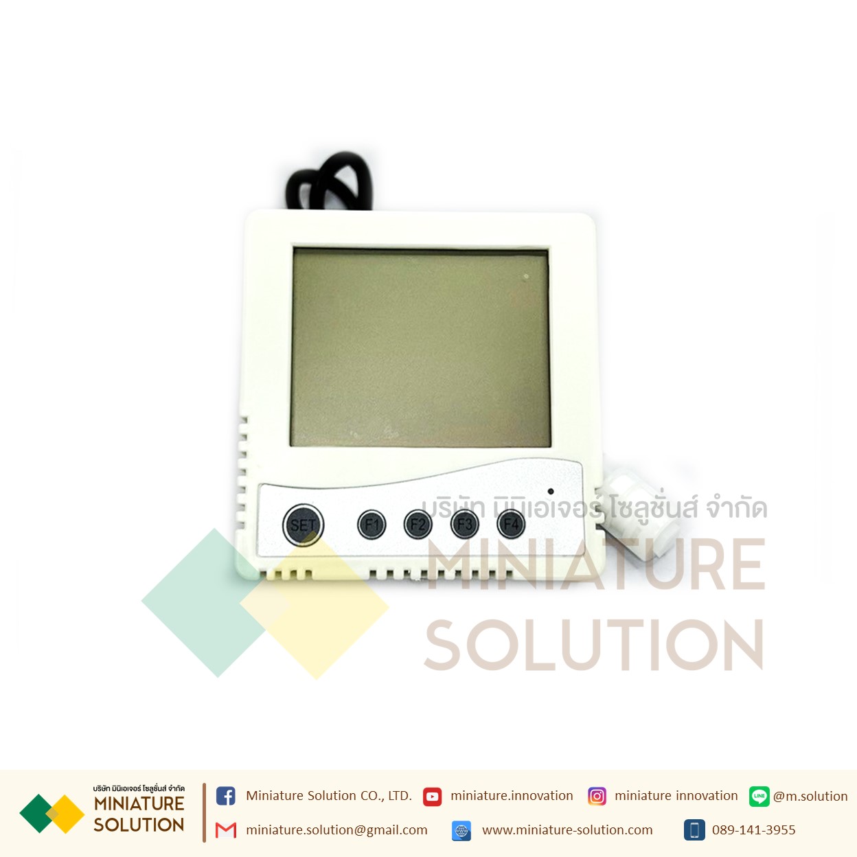 เซนเซอร์วัดอุณหภูมิ ความชื้น มีจอ LCD แสดงผล ออกสัญญาณ RS485 Modbus Temperature and Humidity Sensor with LCD Body บางเล็ก (สายยาว VMS-3001-WS-N01)