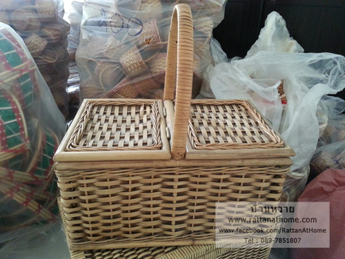 ตะกร้าปิคนิค กล่องหวายแท้