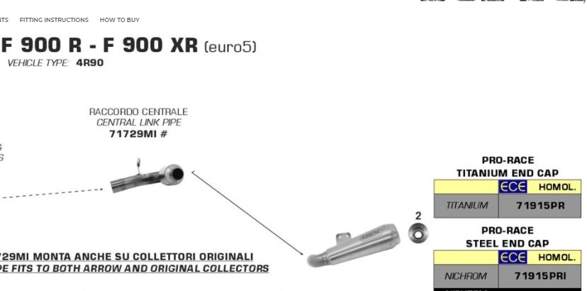 ท่อ Arrow สำหรับ F900R F900XR สลิปออน รุ่น Pro race (For Exhibition only)