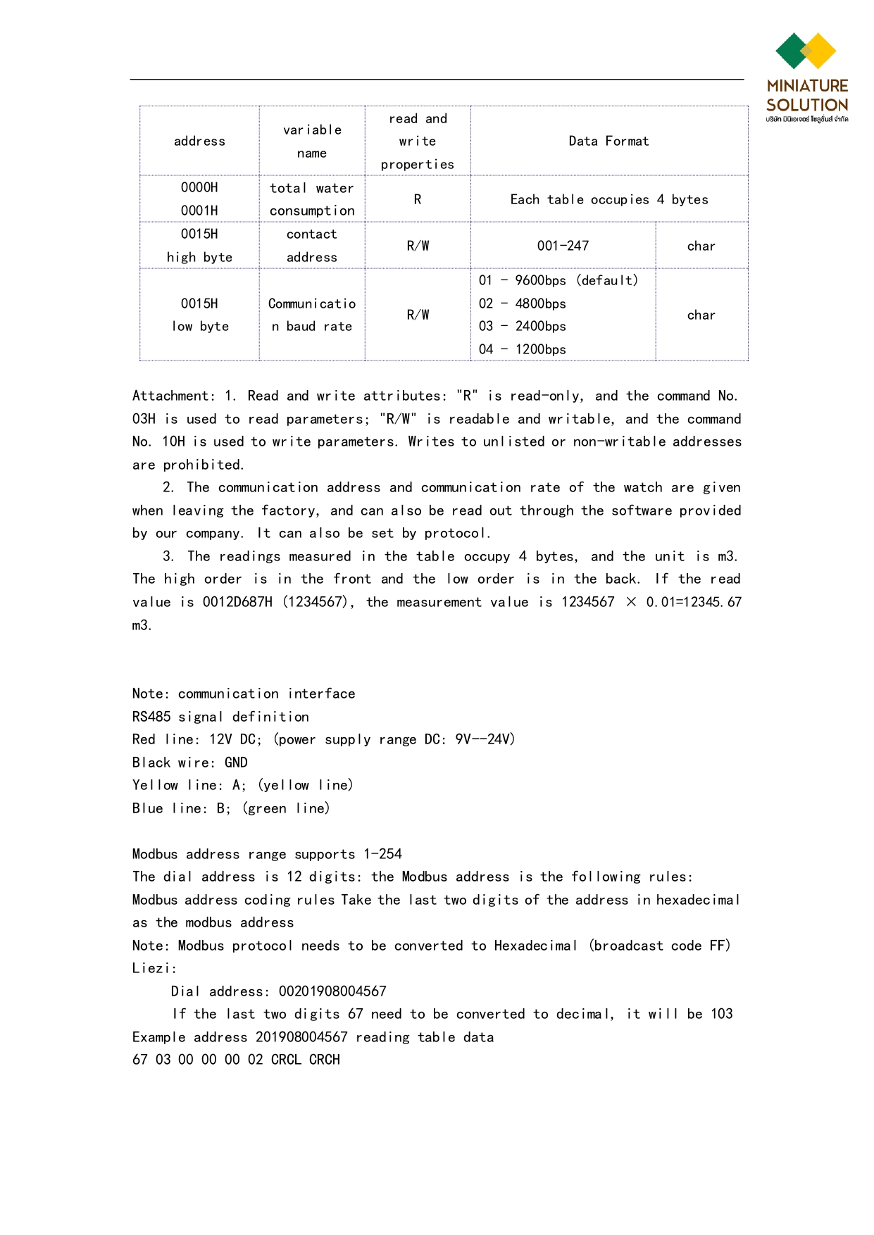 มิเตอร์วัดการใช้น้ำ RS485 Water Flow Meter RS485 MODBUS output DN15 1/2"