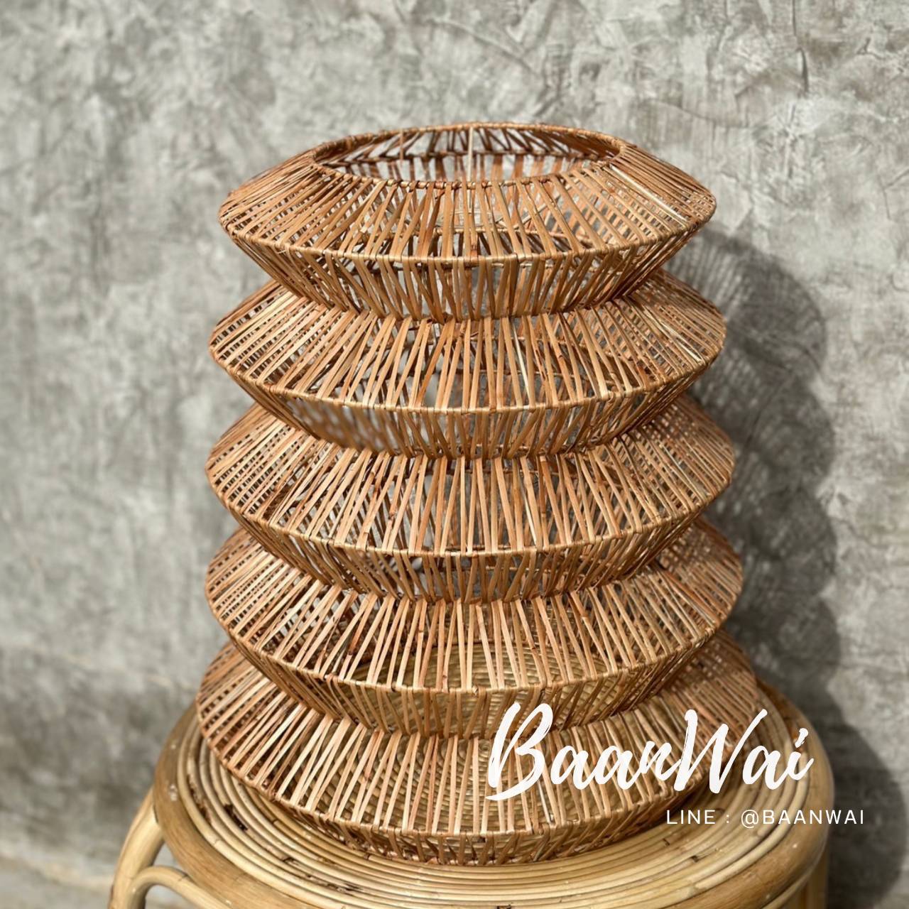 โคมชั้นซ้อน ผิวหวาย ขนาด 40 * 55 cm