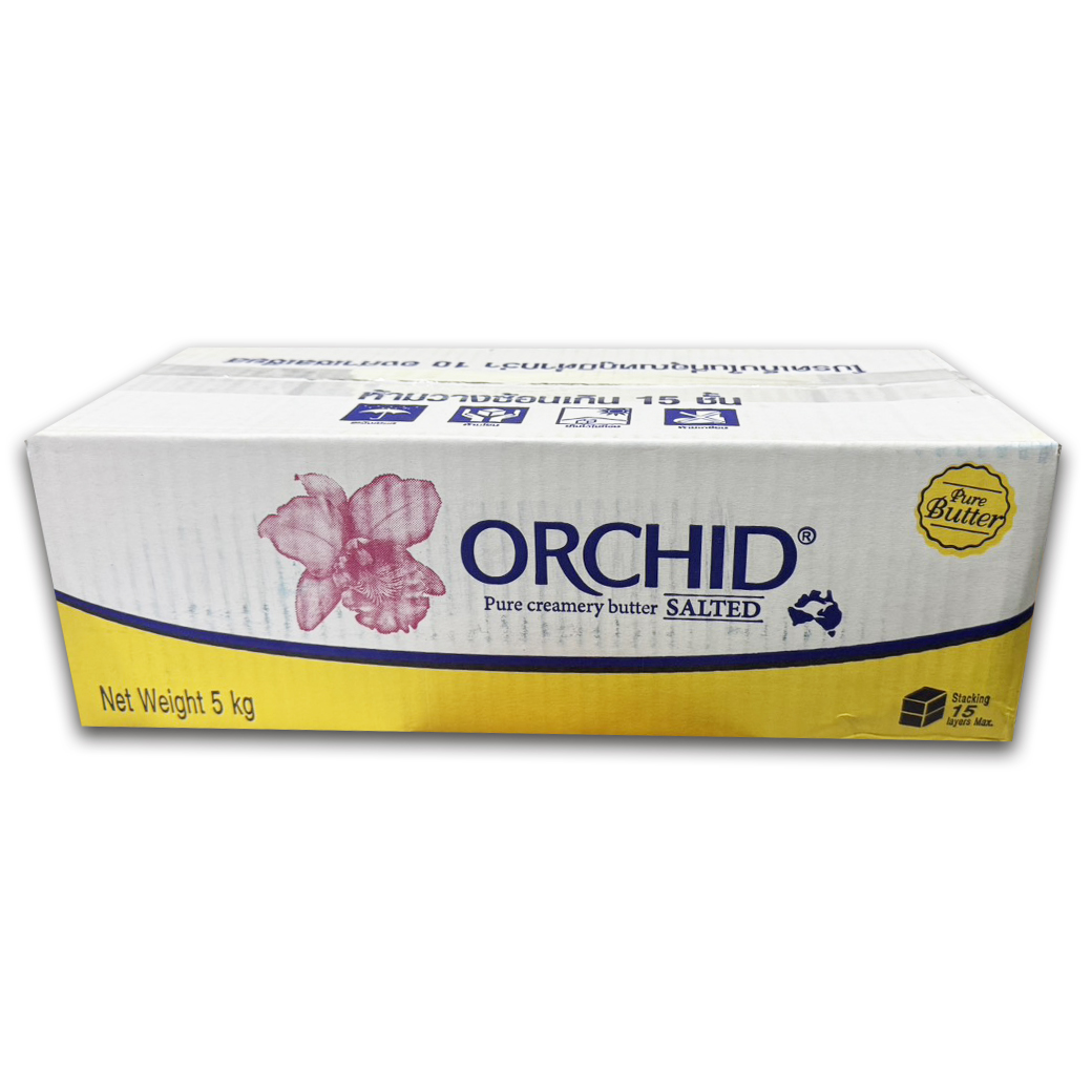 Orchid Pure Butter Salted 80.5 % เนยสดออร์คิด เพียวบัตเตอร์ 80.5 % ชนิดเค็ม 5 KG. (02-9037)(สินค้าแช่เย็น)