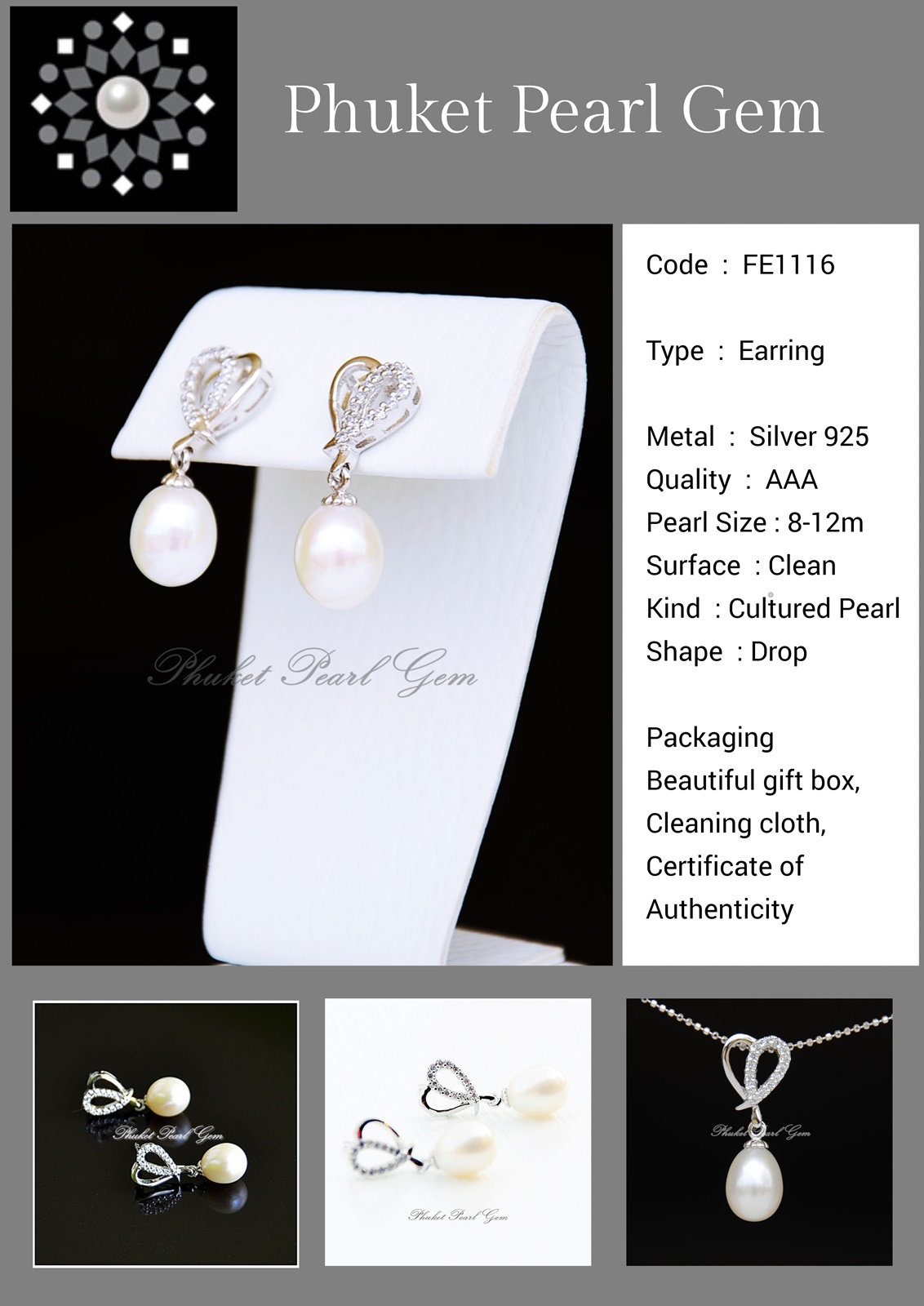 Phuket Pearl Gem Heart Earring